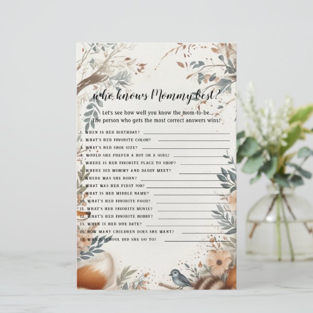 Who knows mummy baby shower game (Standing Front)