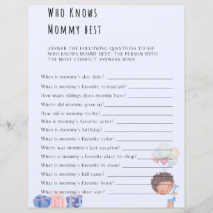Who Knows Mummy Best Baby Shower Game