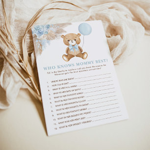 Who Knows Mummy Best Baby Shower Game Card