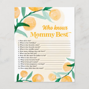 Who Knows Mummy Best Baby Shower Game Citrus Theme