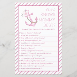 Who Knows Mummy Best Baby Shower Game Nautical A