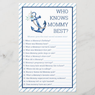 Who Knows Mummy Best Baby Shower Game Nautical B