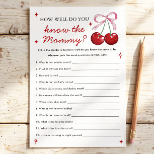 Who Knows Mummy Best Cherry Baby Shower Game