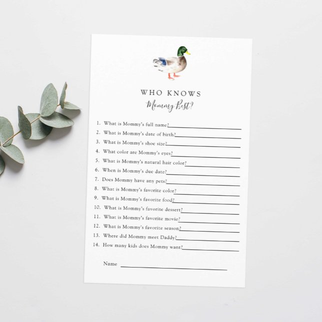 Who Knows Mummy Best Duck Baby Shower Game  (Creator Uploaded)