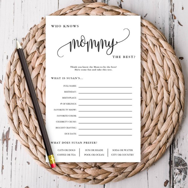 Who Knows Mummy Best Editable Paper Game Card (Creator Uploaded)