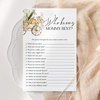 Who Knows Mummy Best Fall Pumpkin Baby Shower Game