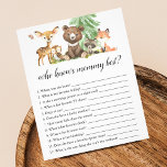 Who Knows Mummy Best Game Animals Baby Shower Flyer<br><div class="desc">Who knows mummy best? game features forest animals illustration.</div>