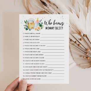 Who Knows Mummy Best Game Baby Is Brewing Card