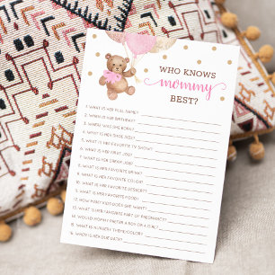 Who Knows Mummy Best Game Baby Shower Party Card