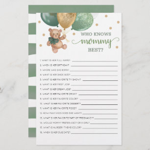 Who Knows Mummy Best Game Baby Shower Teddy Bear