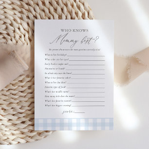 Who Knows Mummy Best Gingham Boy Baby Shower Game Invitation