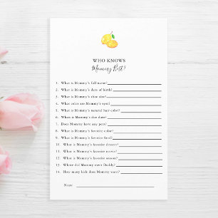 Who knows Mummy Best Lemon Baby Shower Game