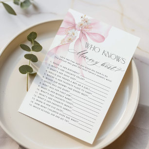 Who knows mummy best PInk Bow baby shower game