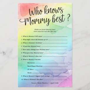 Who Knows Mummy Best-Rainbow Paper Game Card