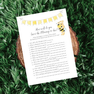 Who Knows Mummy-To-Be Game Teddy Bear Card