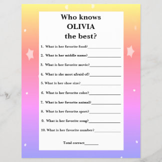 Who Knows The Birthday Girl Best Add Name Flyer