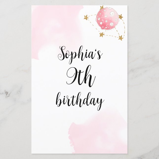 Who Knows The Birthday Girl Best Game - Space (Back)