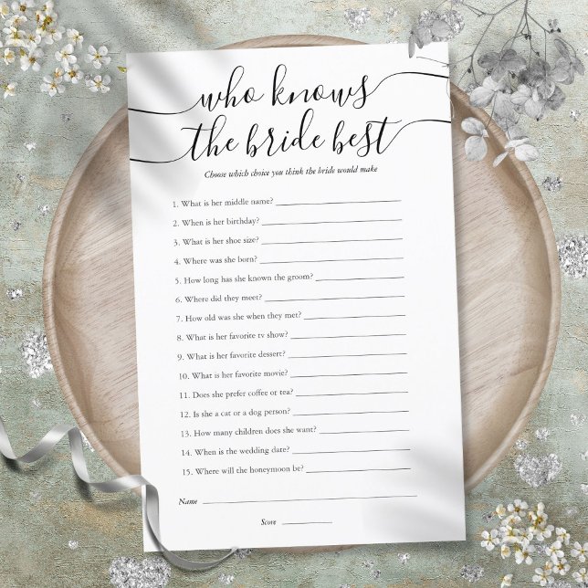 Who Knows The Bride Best Bridal Shower Game (Who Knows The Bride Best Bridal Shower Game)