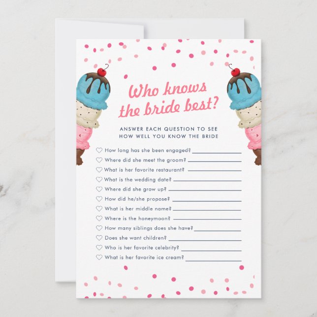 Who Knows The Bride Best Bridal Shower Game Invitation (Front)