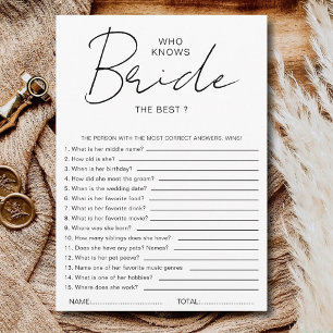 Who knows The Bride Best Bridal Shower Party Games Invitation