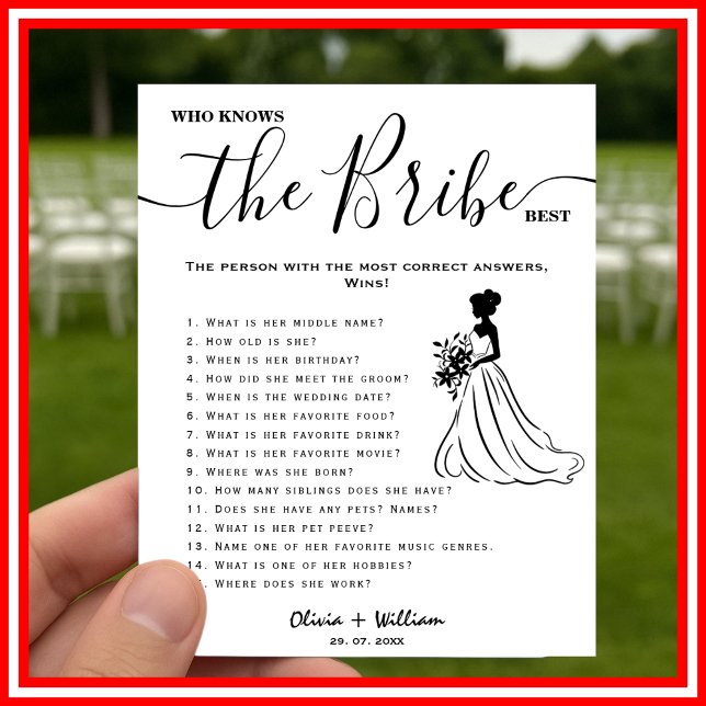 Who Knows The Bride Best Elegant Wedding Game Poster (Creator Uploaded)