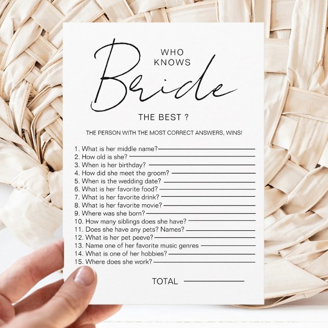Who knows The Bride Best Modern Bridal Shower Game Invitation (Creator Uploaded)