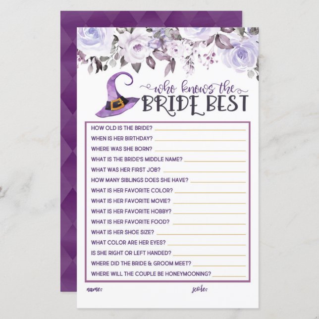 Who Knows the Bride Best - This Witch Hitched (Front/Back)