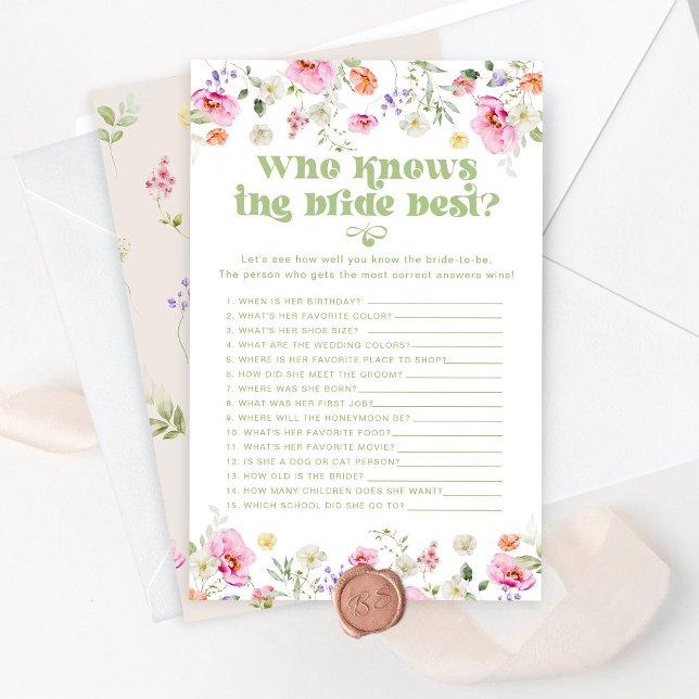 Who knows the bride best wildflower bridal game (Creator Uploaded)