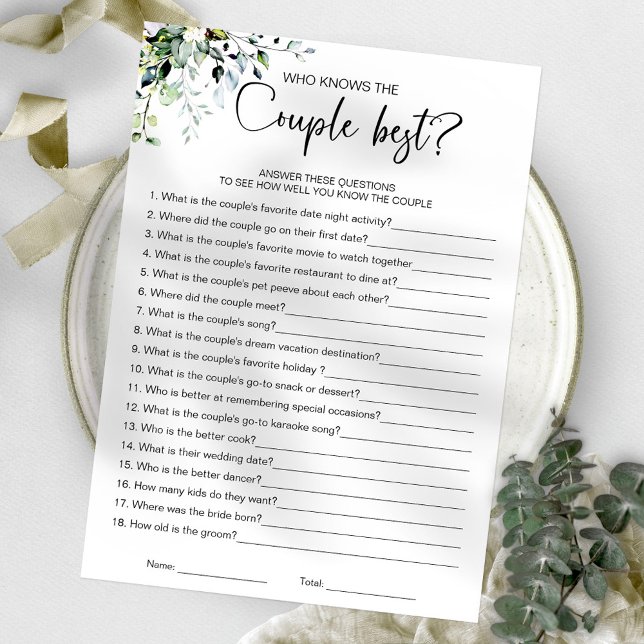 Who Knows The Couple Best Bridal Shower Game Invitation (Creator Uploaded)