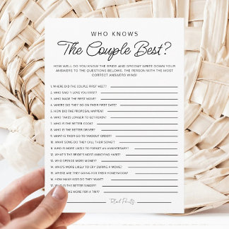 Who knows The Couple Best Game Bridal Shower Game Invitation