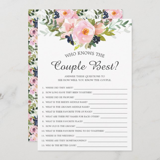 Who Knows the Couple Best Game Bridal Shower Invitation (Front/Back)