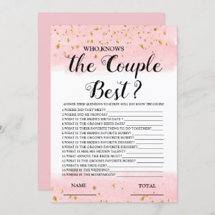 Who knows the Couple best Pink Bridal Game Invitation