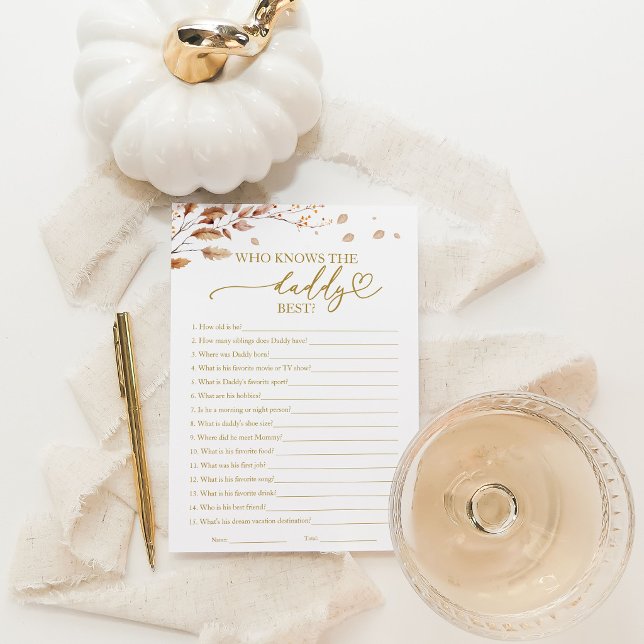 Who Knows the Daddy Best Fall Baby Shower Game Invitation (Creator Uploaded)