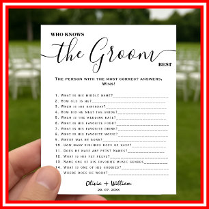 Who Knows The Groom Best Elegant Wedding Game Poster