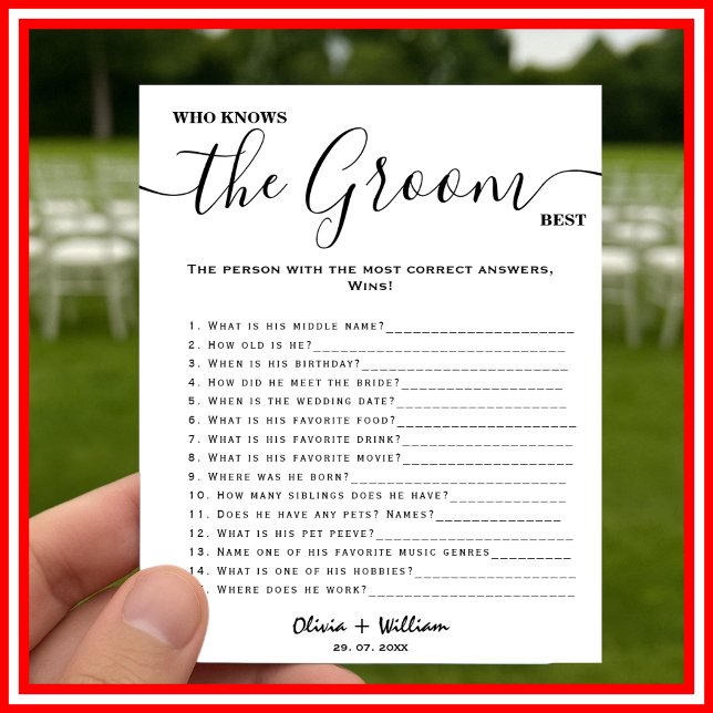 Who Knows The Groom Best Elegant Wedding Game Poster (Creator Uploaded)