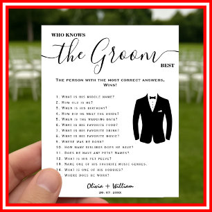 Who Knows The Groom Best Elegant Wedding Game Poster
