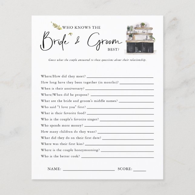 Who Knows Them Best | Bridal Shower Game (Front)