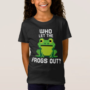 Who Let The Frogs Out Funny Frog Pixel Gamer T-Shirt
