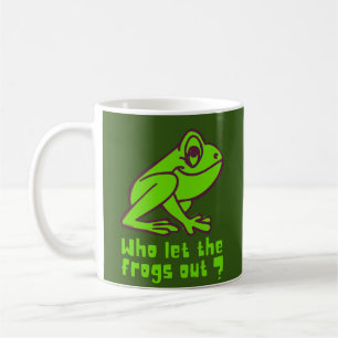 WHO LET THE FROGS OUT funny frog pun Coffee Mug