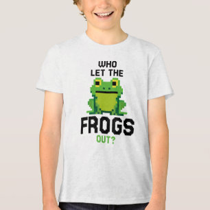 Who Let The Frogs Out Lovers Amphibian Pixels Tri-Blend Shirt