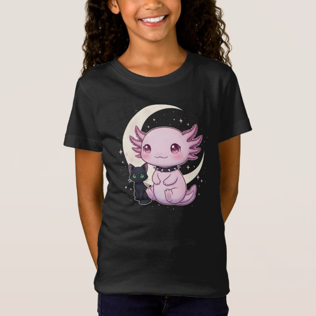 Who Loves Axolotls with Cats -Cute Axolotl T-Shirt (Front)
