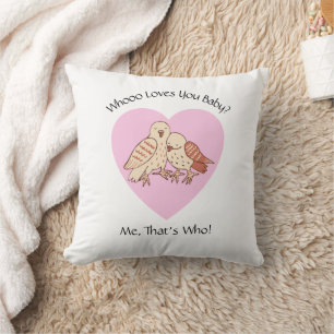 Who Loves You Baby? Owl Baby Shower Valentine Cushion