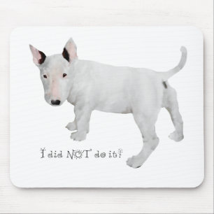 Who, me? Bull Terrier Puppy Mouse Pad