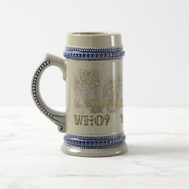 Who Mosaic Owl Design   Beer Stein (Left)