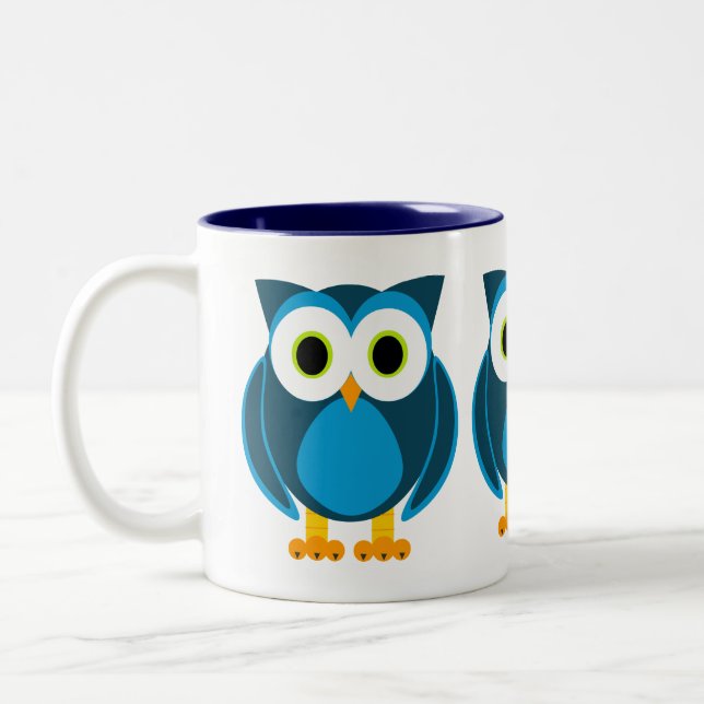 Who? Mr. Owl Cartoon Two-Tone Coffee Mug (Left)