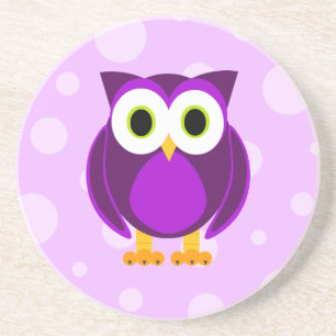 Who? Mrs. Purple Owl Bubble Background Coaster