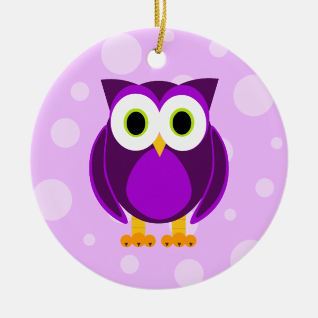 Who? Mrs. Purple Owl Ceramic Tree Decoration (Front)
