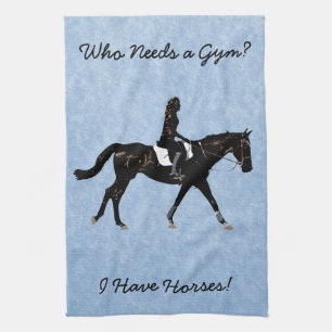 Who Needs a Gym? Fun Horse Tea Towel