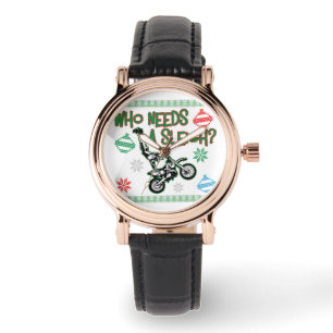 Who Needs A Sleigh Dirtbike Race Christmas Sweater Watch