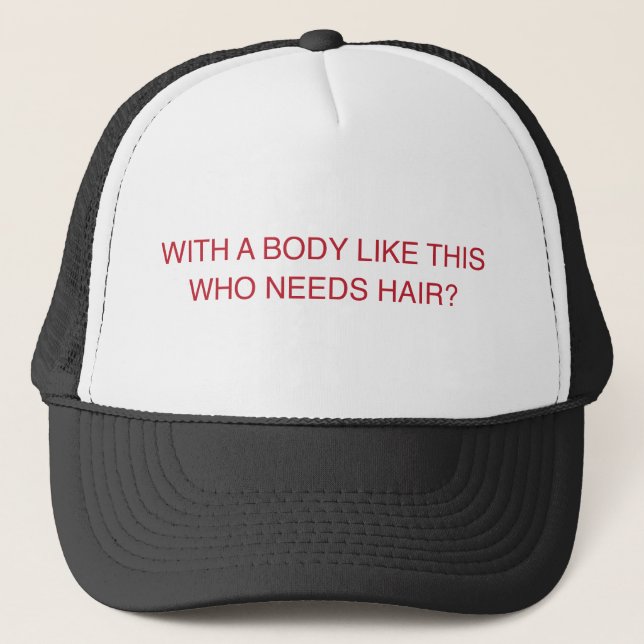 Who Needs Hair Red Trucker Hat (Front)